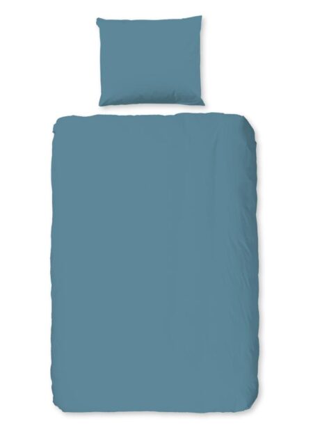 Good Morning Dekbedovertrek "Uni" - Blauw - (140x220 cm) - 100% Katoen