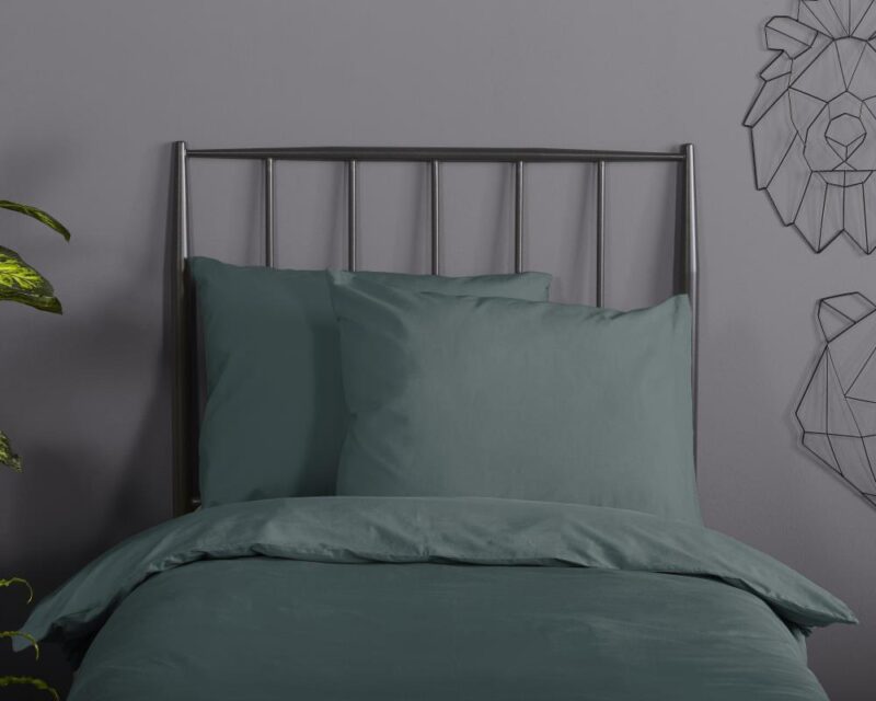 Good Morning Dekbedovertrek "Uni" - Groen - (200x220 cm) - 100% Katoen - Afbeelding 4
