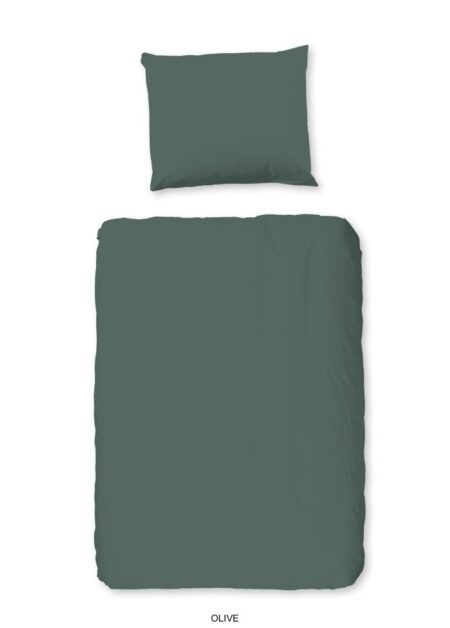 Good Morning Dekbedovertrek "Uni" - Groen - (120x150 cm) - 100% Katoen
