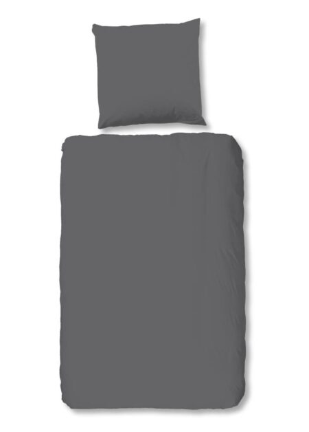 HIP Dekbedovertrek "Uni" - Grijs - (135x200 cm) - 100% Katoen