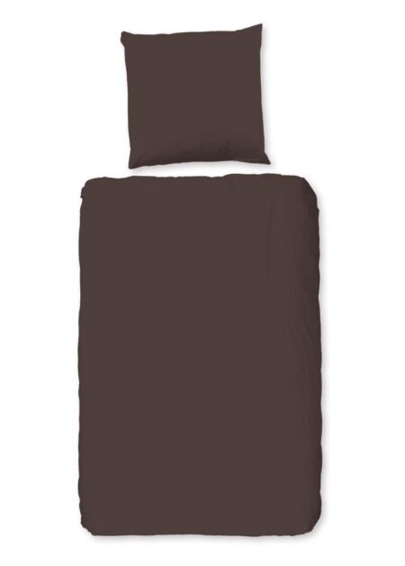HIP Dekbedovertrek "Uni" - Bruin - (135x200 cm) - 100% Katoen