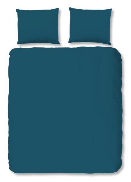 HIP Dekbedovertrek "Uni" - Blauw - (140x220 cm) - 100% Katoen