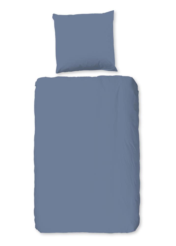 Good Morning Dekbedovertrek "Uni" - Blauw - (155x220 cm) - 100% Katoen