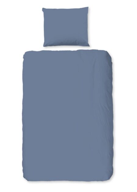 Good Morning Dekbedovertrek "Uni" - Blauw - (140x200 cm) - 100% Katoen