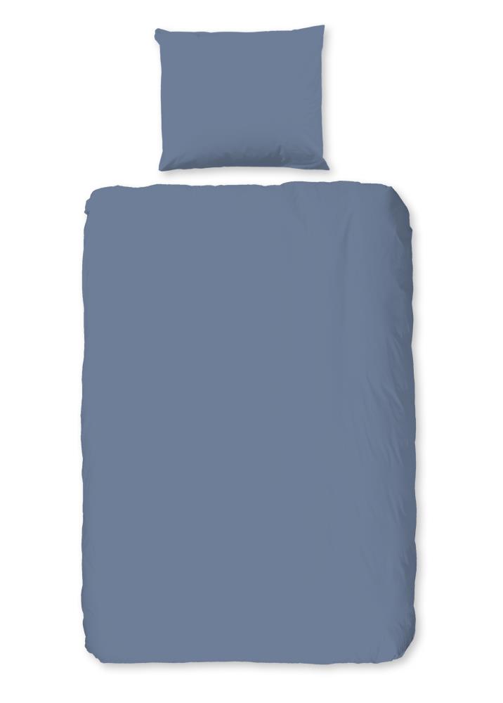 Good Morning Dekbedovertrek "Uni" - Blauw - (140x200 cm) - 100% Katoen