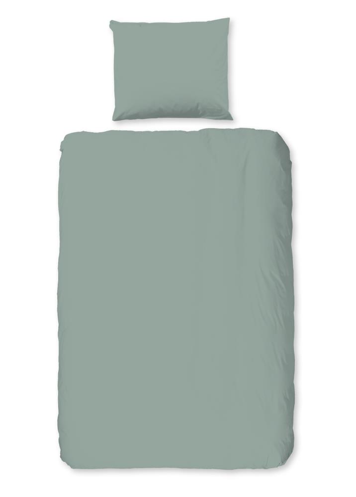 Good Morning Dekbedovertrek "Uni" - Groen - (140x220 cm) - 100% Katoen