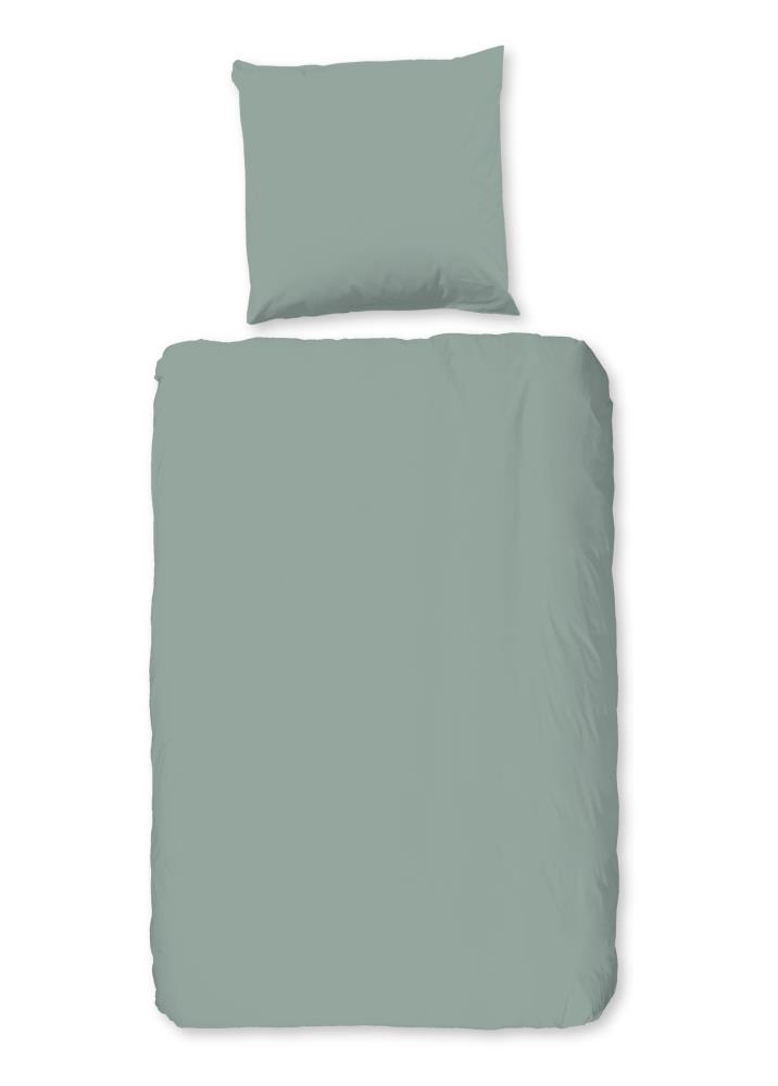Good Morning Dekbedovertrek "Uni" - Groen - (155x220 cm) - 100% Katoen