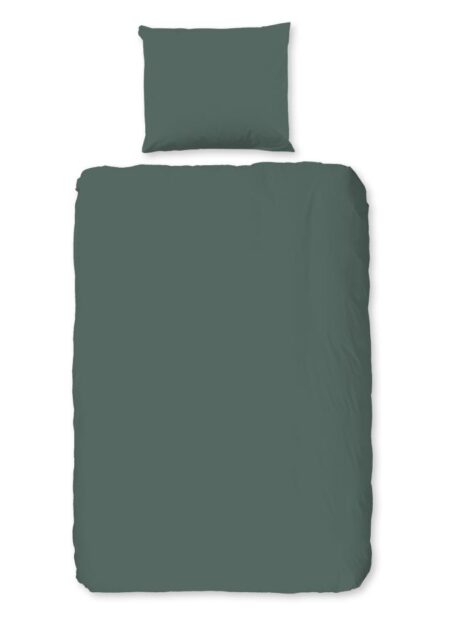 Good Morning Dekbedovertrek "Uni" - Groen - (140x220 cm) - 100% Katoen