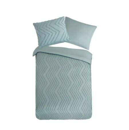 Pure Dekbedovertrek "Zigzag" - Groen - (140x220 cm) - 100% Polyester