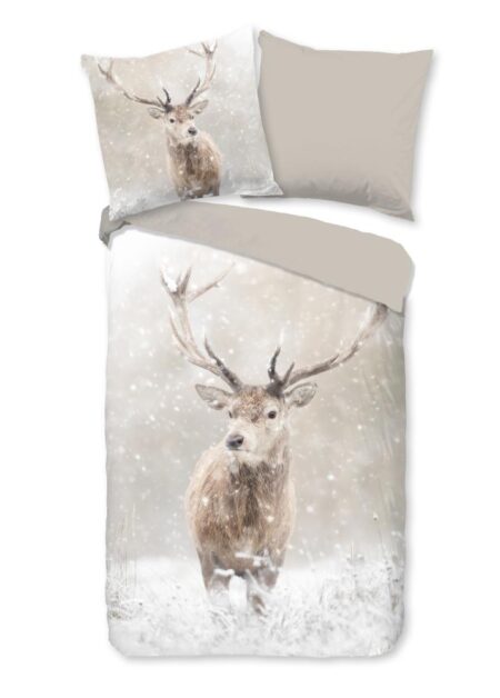 Good Morning Dekbedovertrek "Snowydeer" - Bruin - (155x220 cm) - 100% Katoen