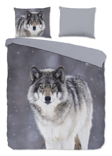 Good Morning Dekbedovertrek "Wolfie" - Grijs - (200x220 cm) - 100% Katoen