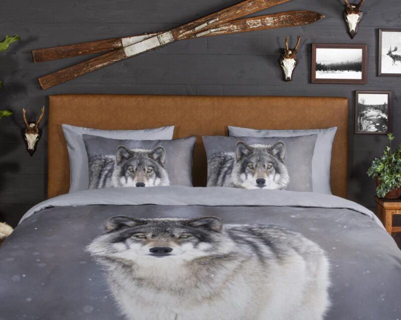 Good Morning Dekbedovertrek "Wolfie" - Grijs - (155x220 cm) - 100% Katoen - Afbeelding 4