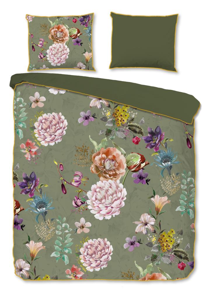Descanso Dekbedovertrek "Parma" - Groen - (200x220 cm) - 100% organisch katoen