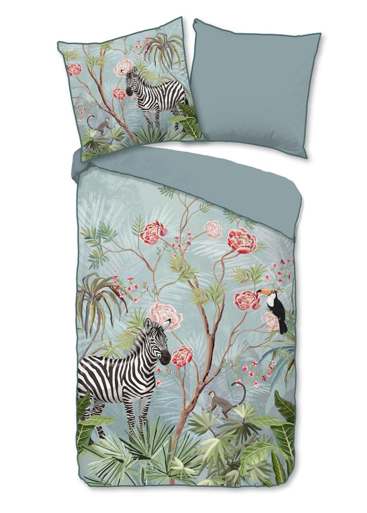 Descanso Dekbedovertrek "Yasmin" - Blauw - (135x200 cm) - 100% organisch katoen