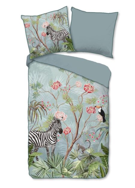 Descanso Dekbedovertrek "Yasmin" - Blauw - (155x220 cm) - 100% organisch katoen