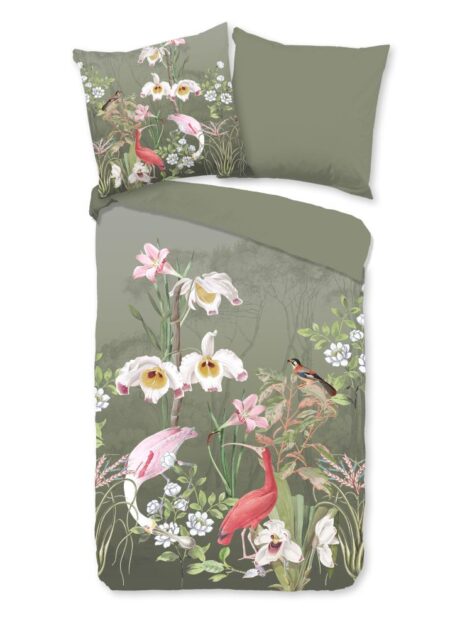 Good Morning Dekbedovertrek "Lesli" - Groen - (155x220 cm) - 100% Katoen