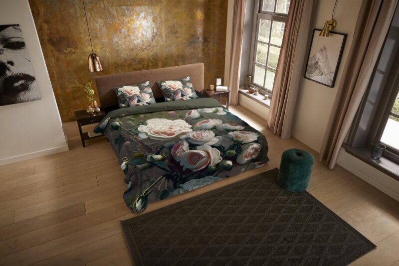 Pure Dekbedovertrek "White Roses" - Groen - (240x220 cm) - 100% Polyester - Afbeelding 3