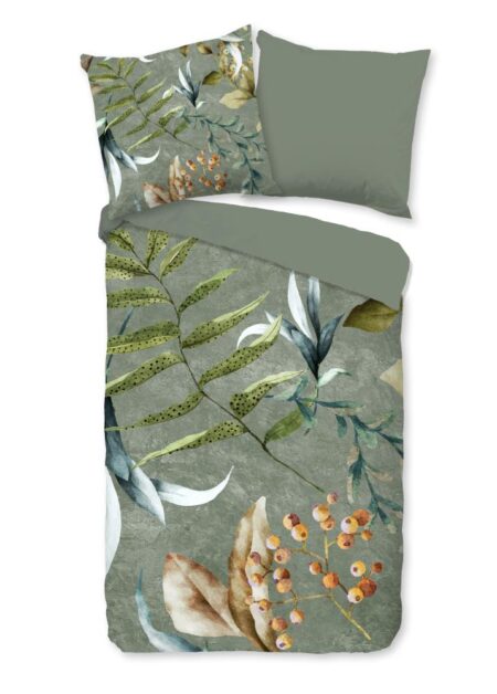 Good Morning Dekbedovertrek "Janika" - Groen - (135x200 cm) - 100% Katoen