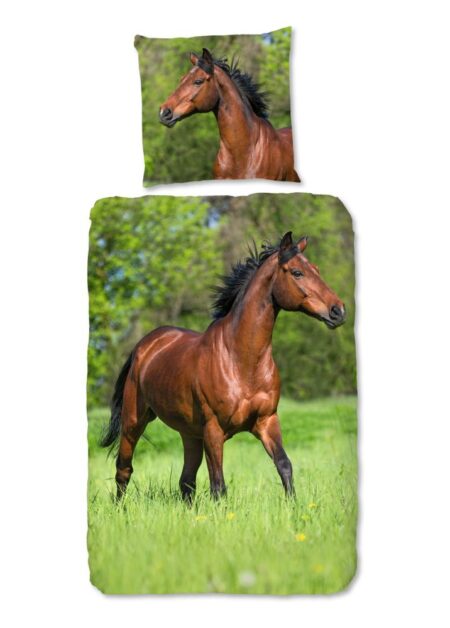Good Morning Kinderdekbedovertrek "Running Horse" - Multi - (135x200 cm) - 100% Katoen