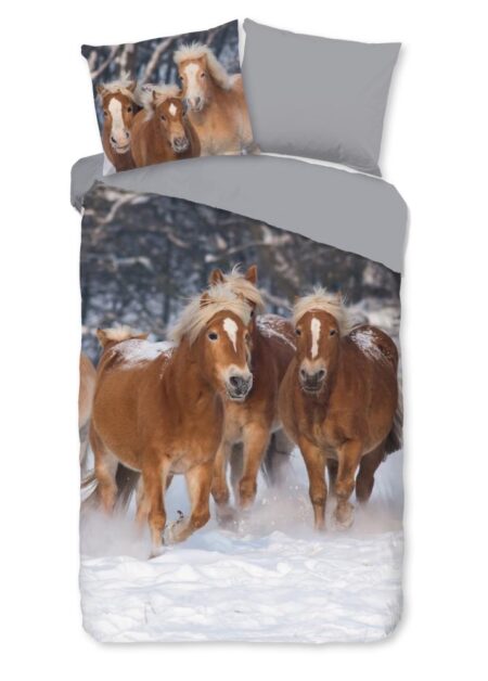Good Morning Kinderdekbedovertrek "Happy Horses" - Multi - (140x220 cm) - 100% Katoen