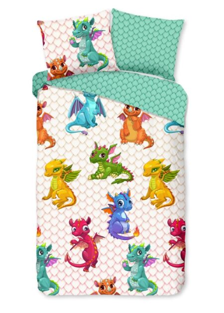 Good Morning Kinderdekbedovertrek "Dragons" - Multi - (140x200/220 cm) - 100% Katoen