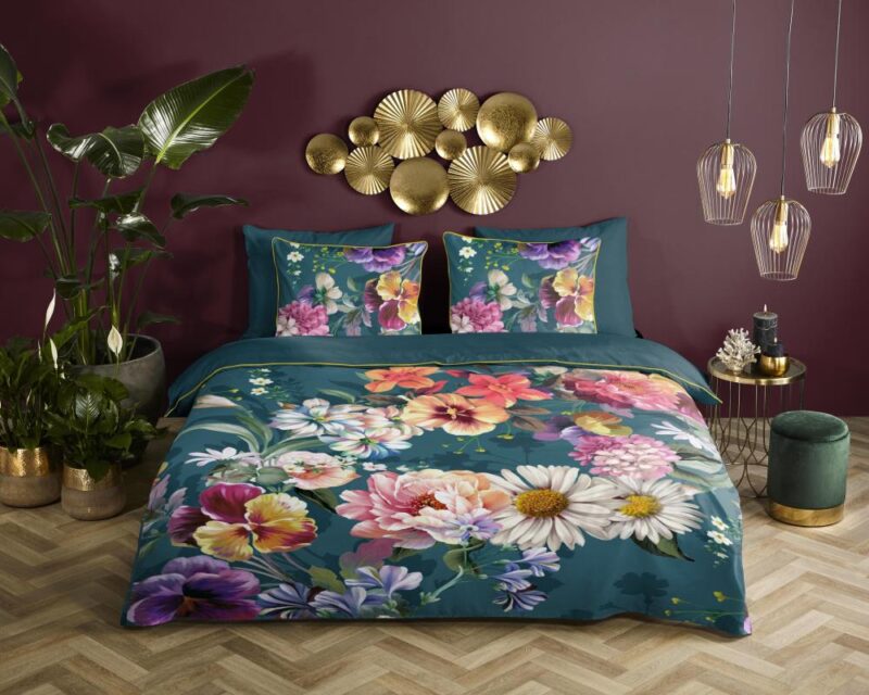 Descanso Dekbedovertrek "Novara" - Blauw - (140x220 cm) - 100% organisch katoen - Afbeelding 3