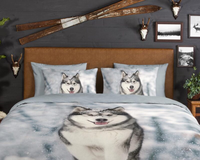 Good Morning Dekbedovertrek "Husky" - Grijs - (200x220 cm) - 100% Katoen - Afbeelding 4