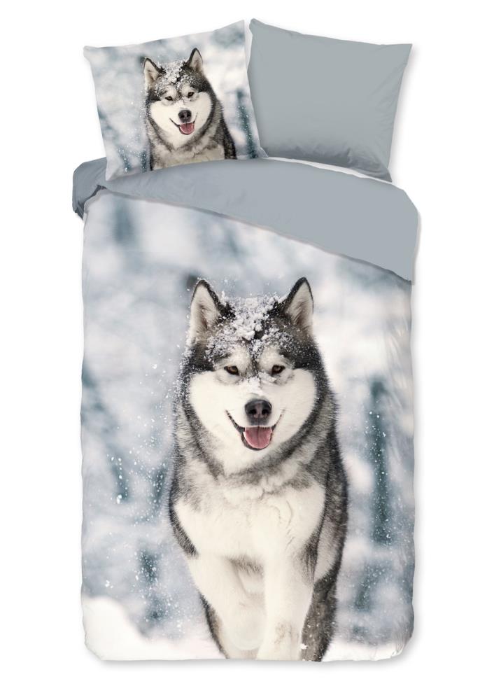 Good Morning Dekbedovertrek "Husky" - Grijs - (200x220 cm) - 100% Katoen - Afbeelding 2