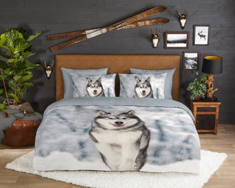 Good Morning Dekbedovertrek "Husky" - Grijs - (200x220 cm) - 100% Katoen - Afbeelding 3