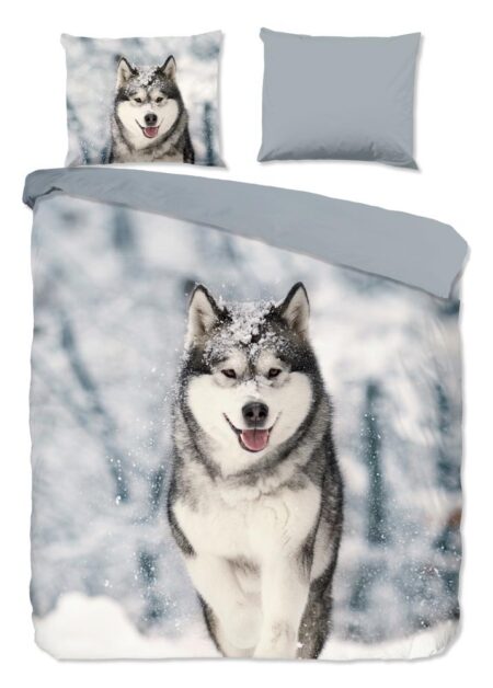 Good Morning Dekbedovertrek "Husky" - Grijs - (240x220 cm) - 100% Katoen