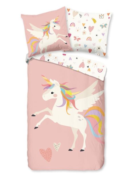 Good Morning Kinderdekbedovertrek "Unicorn" - Multi - (135x200 cm) - 100% Katoen
