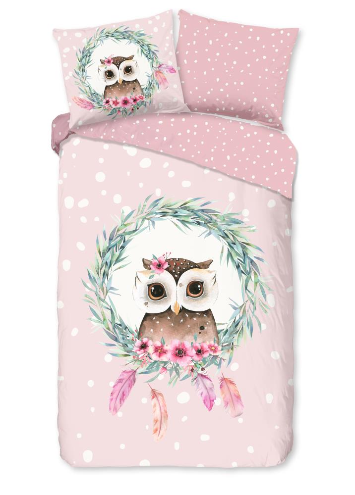 Good Morning Kinderdekbedovertrek "Owli" - Roze - (135x200 cm) - 100% Katoen - Afbeelding 2