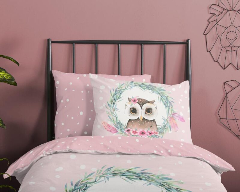 Good Morning Kinderdekbedovertrek "Owli" - Roze - (135x200 cm) - 100% Katoen - Afbeelding 4