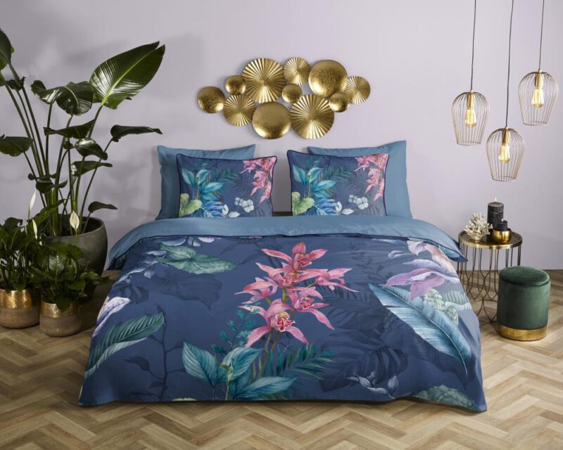 Descanso Dekbedovertrek "Mae" - Blauw - (140x220 cm) - 100% Katoen - Afbeelding 3