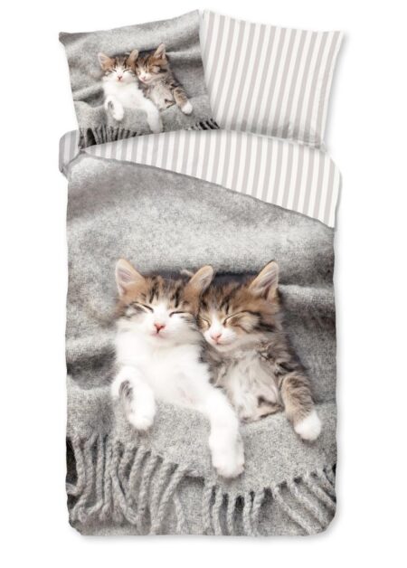 Pure Kinderdekbedovertrek "Snooze" - Grijs - (140x220 cm) - 100% Polyester