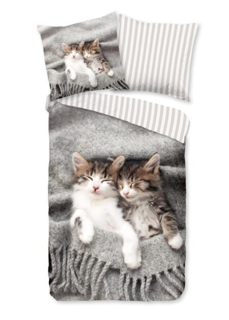Pure Kinderdekbedovertrek "Snooze" - Grijs - (135x200 cm) - 100% Polyester