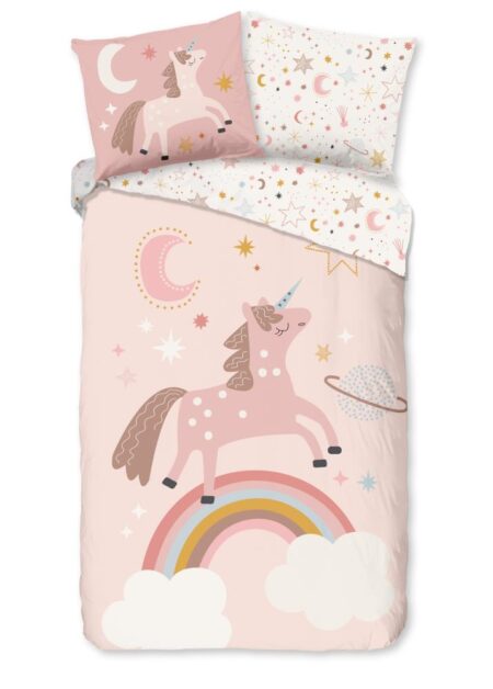 Pure Kinderdekbedovertrek "Deina" - Roze - (140x220 cm) - 100% Polyester