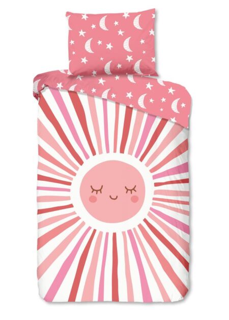 Good Morning Kinderdekbedovertrek "Sunny" - Roze - (140x200 cm) - 100% Katoen