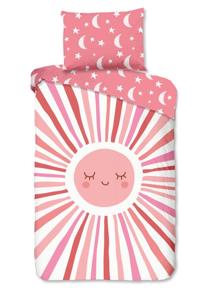 Good Morning Kinderdekbedovertrek "Sunny" - Roze - (140x200 cm) - 100% Katoen