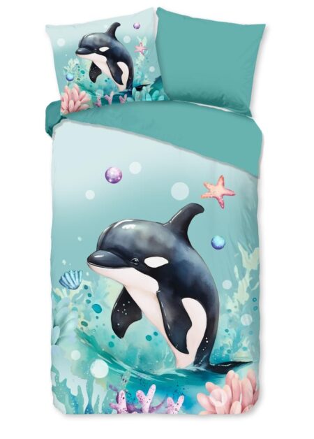 Pure Kinderdekbedovertrek "Splash" - Groen - (140x220 cm) - 100% Polyester