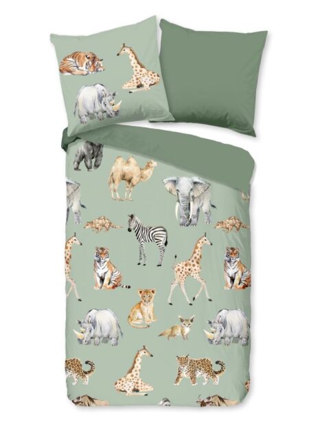 Pure Kinderdekbedovertrek "Safari" - Groen - (135x200 cm) - 100% Polyester