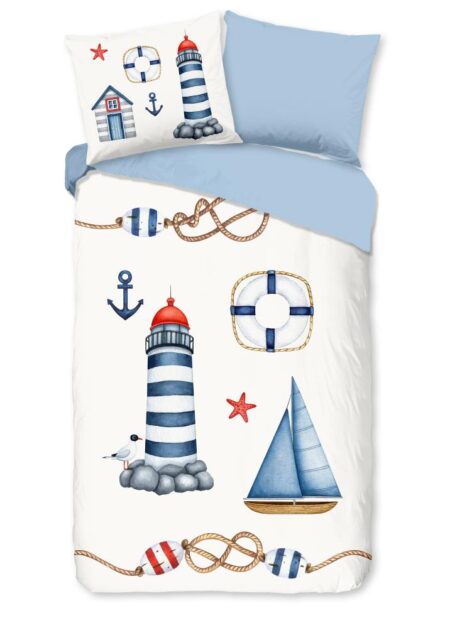 Pure Kinderdekbedovertrek "Maritime" - Blauw - (140x220 cm) - 100% Polyester