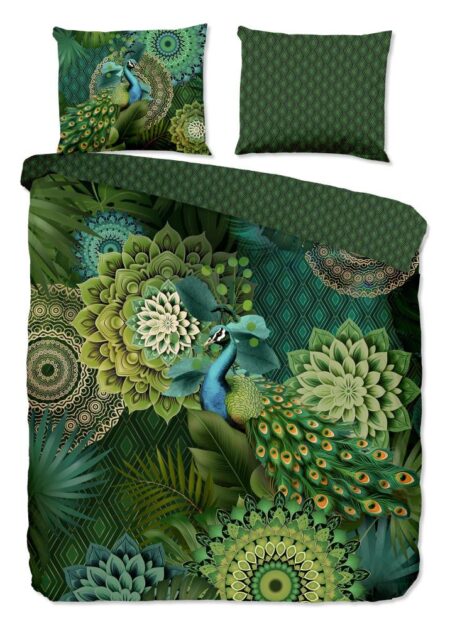 HIP Dekbedovertrek "Agatha" - Groen - (200x220 cm) - 100% Katoen