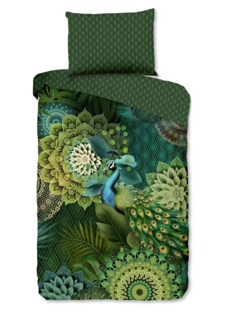 HIP Dekbedovertrek "Agatha" - Groen - (140x200 cm) - 100% Katoen