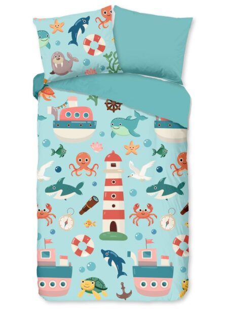 Pure Kinderdekbedovertrek "Sailor" - Blauw - (140x220 cm) - 100% Polyester