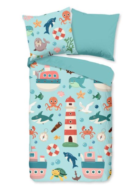 Pure Kinderdekbedovertrek "Sailor" - Blauw - (135x200 cm) - 100% Polyester