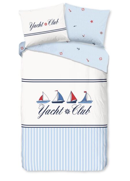 Good Morning Dekbedovertrek "Yachtclub" - Blauw - (140x220 cm) - 100% Katoen