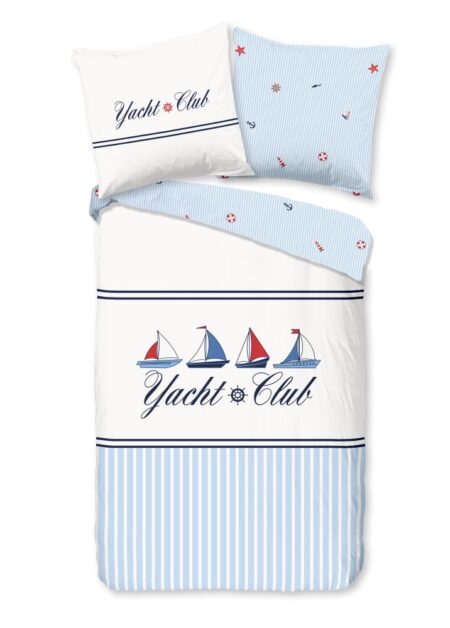 Good Morning Dekbedovertrek "Yachtclub" - Blauw - (155x220 cm) - 100% Katoen