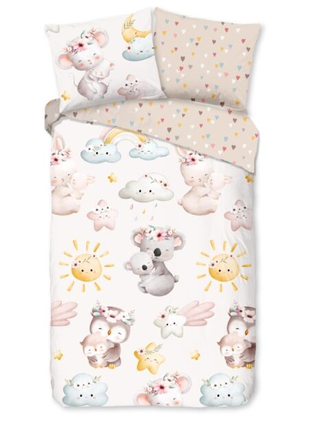 Good Morning Kinderdekbedovertrek "Hugs" - Bruin - (140x220 cm) - 100% Katoen