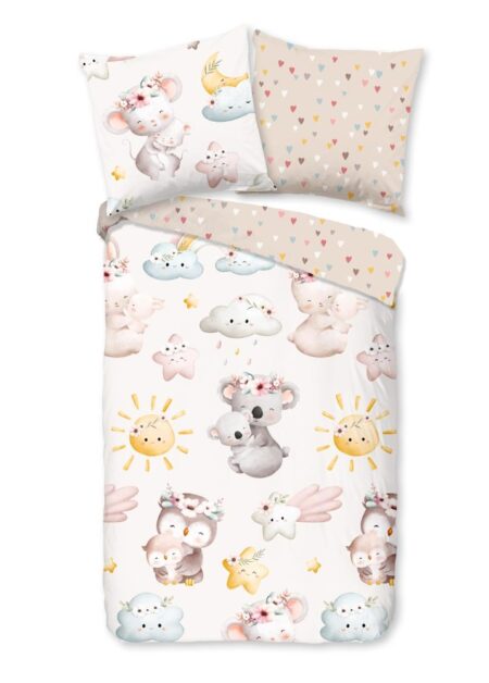 Good Morning Kinderdekbedovertrek "Hugs" - Bruin - (135x200 cm) - 100% Katoen